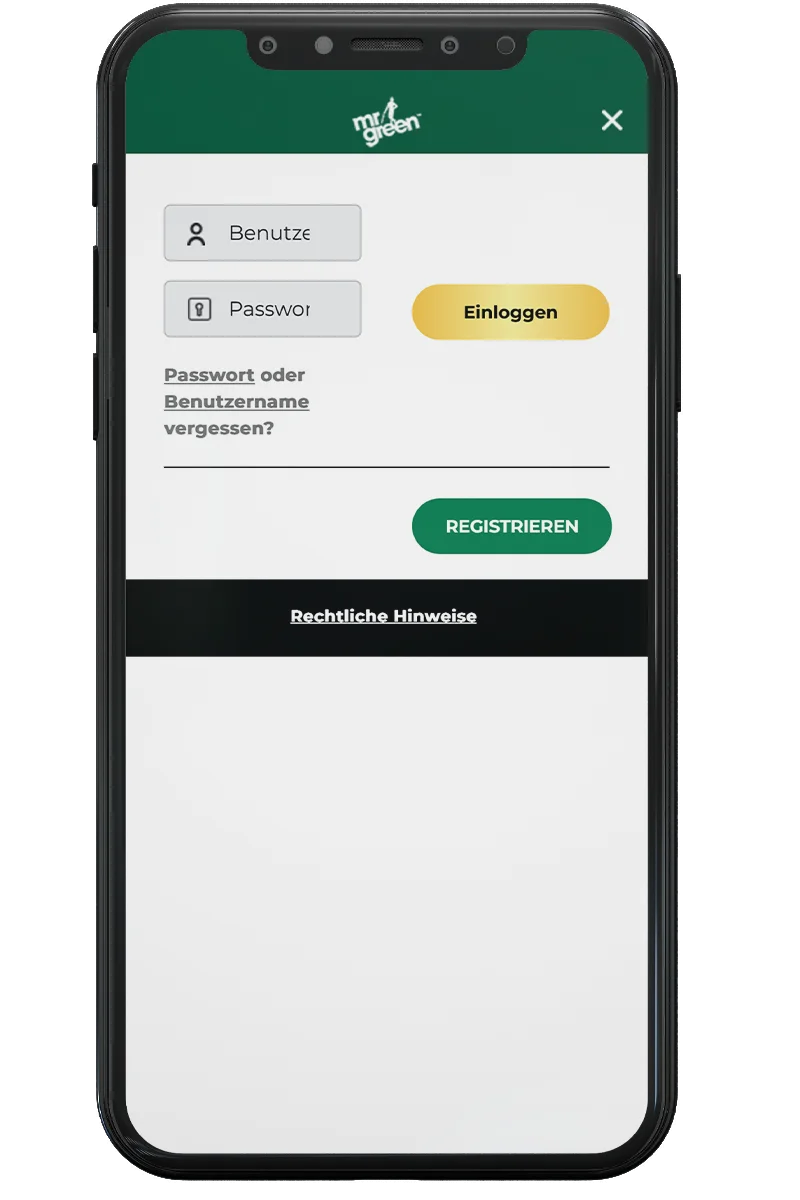 Screenshot eines Online-Casinos auf einem Mobiltelefon